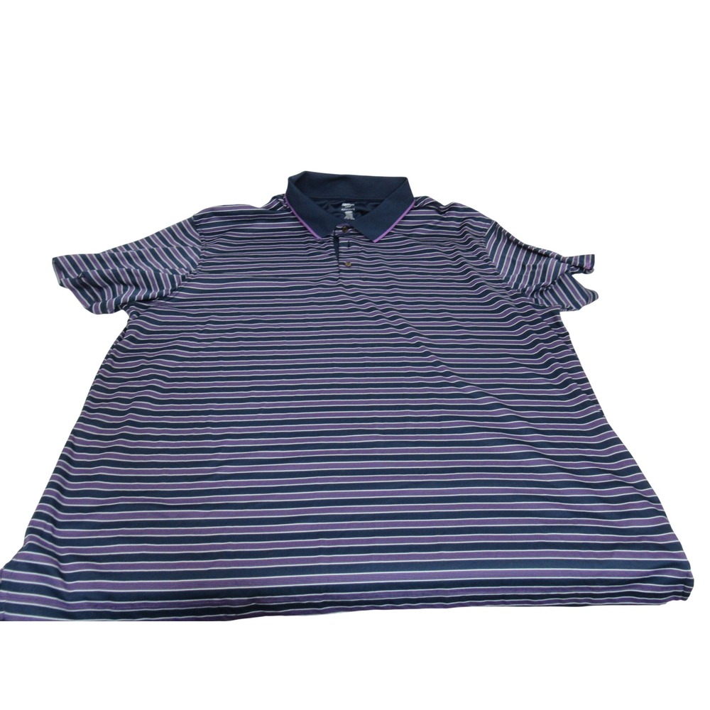 Reebok Golf Mens 4XL PlayDry Striped Polo Shirt Navy Blue Purple Short Sleeve